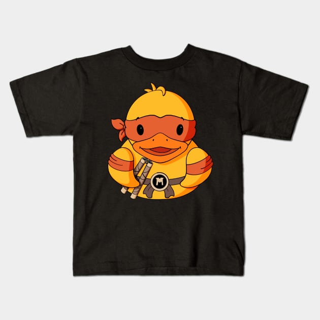 Michelangelo TMNT Rubber Duck Kids T-Shirt by Alisha Ober Designs